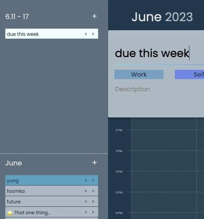 Sidebar monthly todo list preview